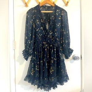 Olivaceous Long Sleeve Floral Mini Dress